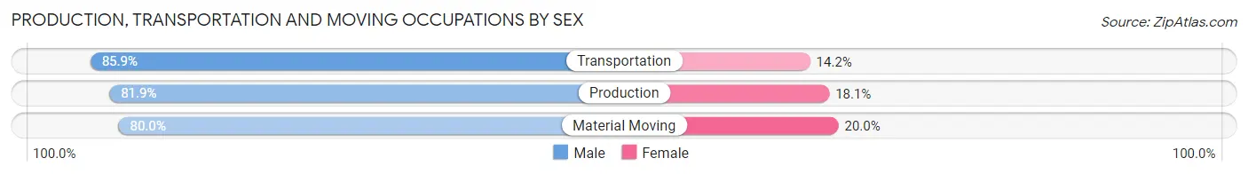 Production, Transportation and Moving Occupations by Sex in Zip Code 56131