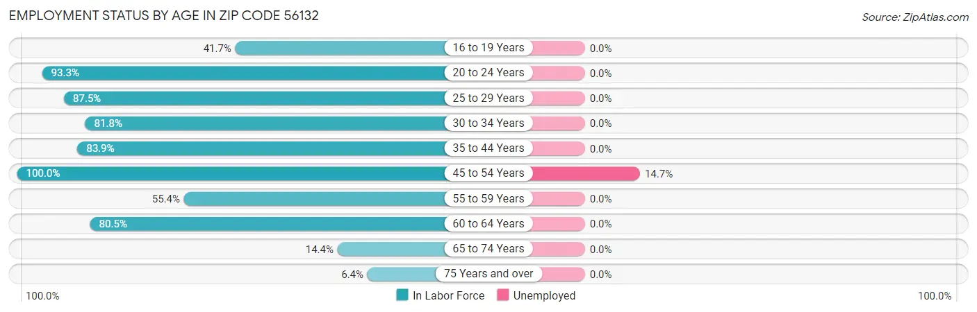 Employment Status by Age in Zip Code 56132