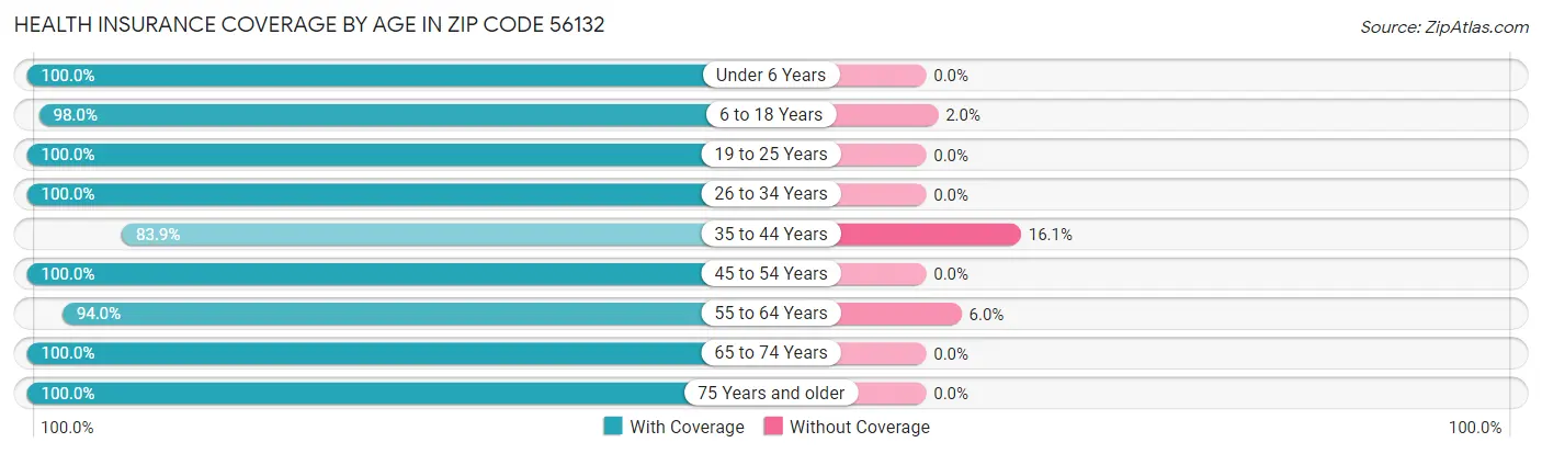 Health Insurance Coverage by Age in Zip Code 56132