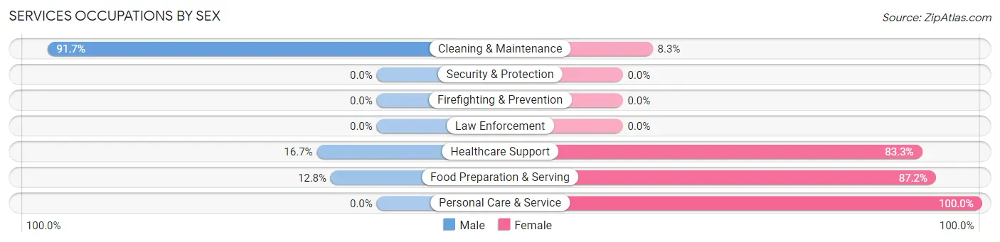 Services Occupations by Sex in Zip Code 56136