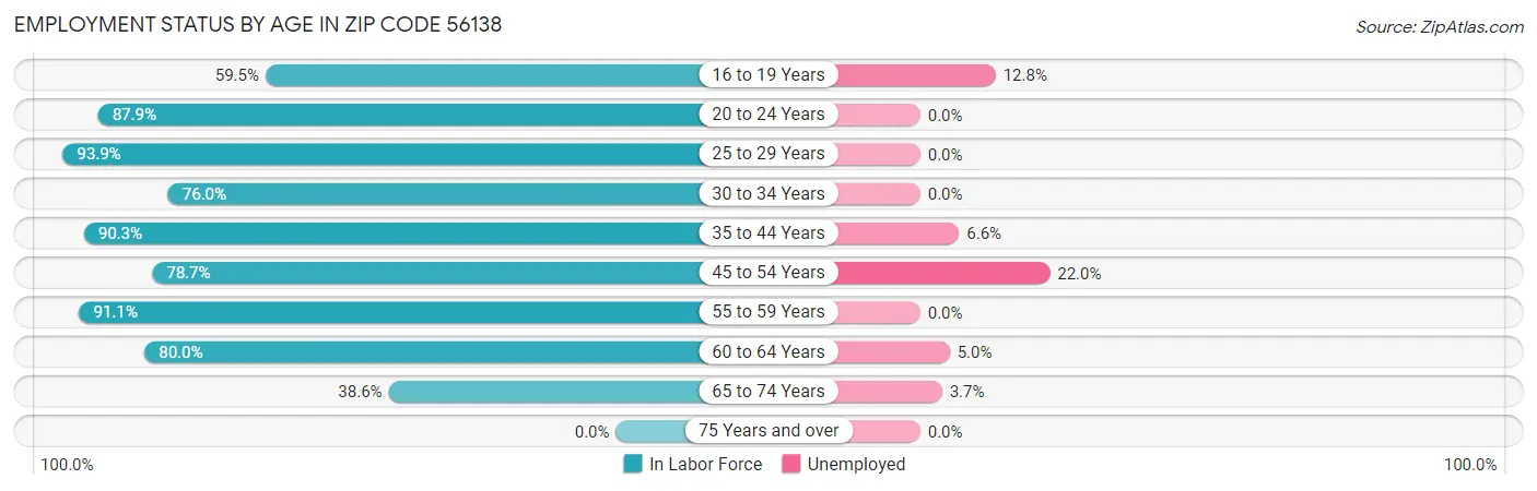 Employment Status by Age in Zip Code 56138