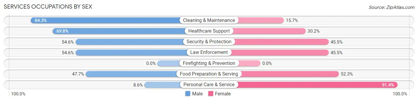 Services Occupations by Sex in Zip Code 56143