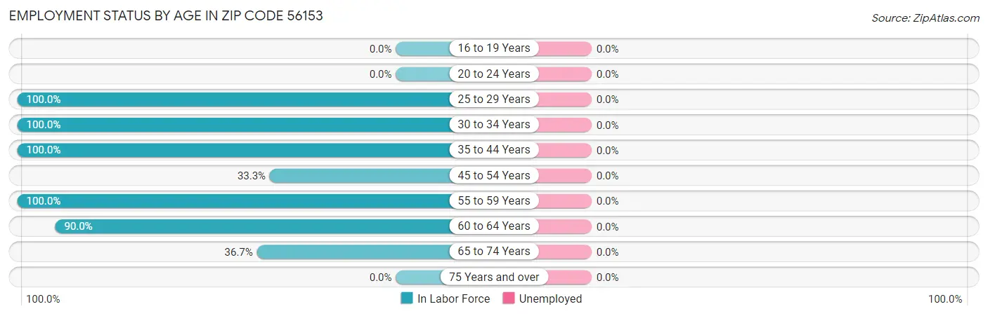 Employment Status by Age in Zip Code 56153