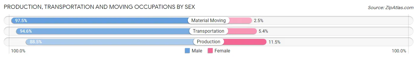 Production, Transportation and Moving Occupations by Sex in Zip Code 56156