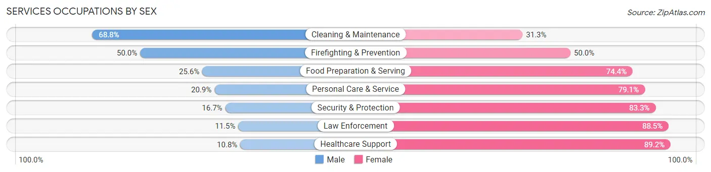 Services Occupations by Sex in Zip Code 56156