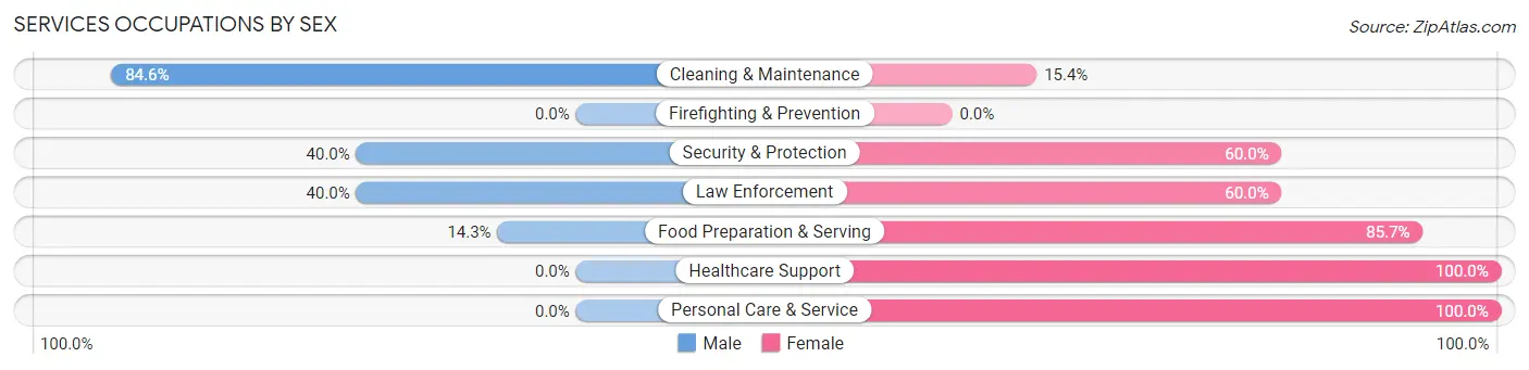 Services Occupations by Sex in Zip Code 56157