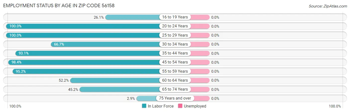 Employment Status by Age in Zip Code 56158