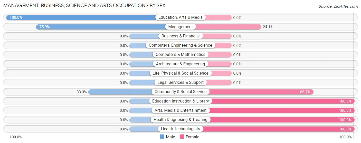 Management, Business, Science and Arts Occupations by Sex in Zip Code 56158