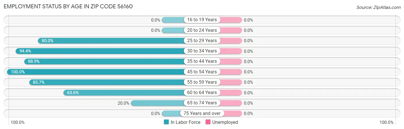 Employment Status by Age in Zip Code 56160