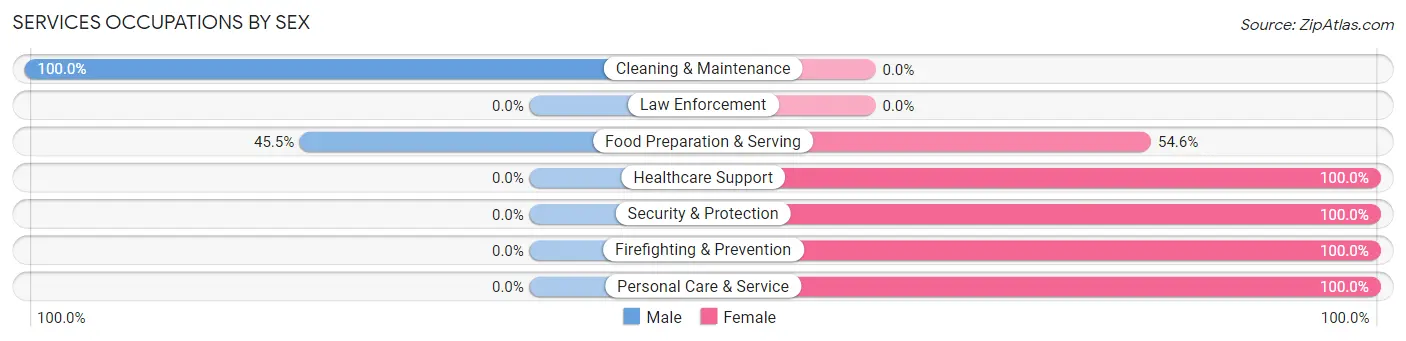 Services Occupations by Sex in Zip Code 56161