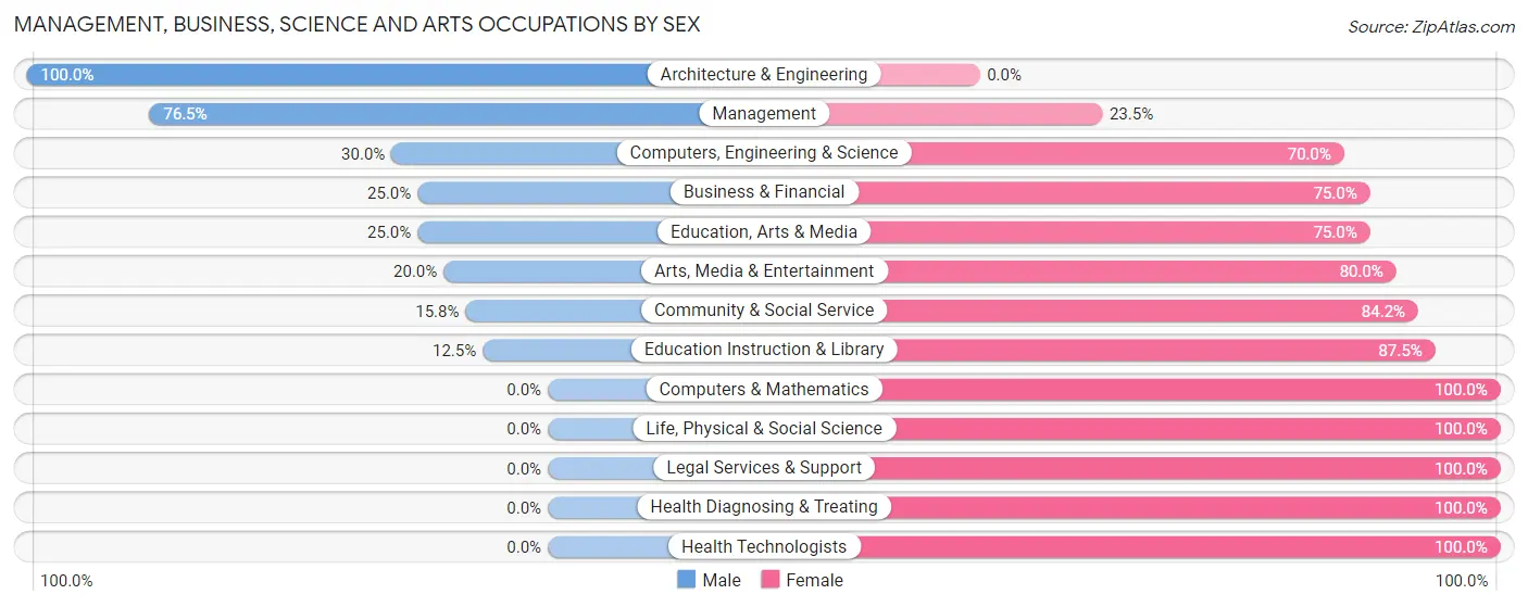 Management, Business, Science and Arts Occupations by Sex in Zip Code 56168