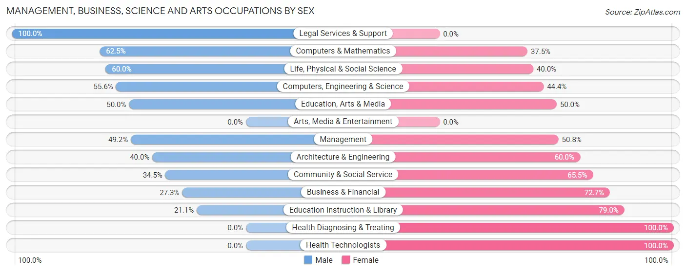 Management, Business, Science and Arts Occupations by Sex in Zip Code 56169