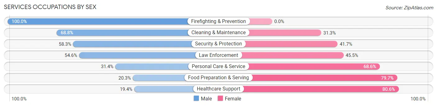 Services Occupations by Sex in Zip Code 56172