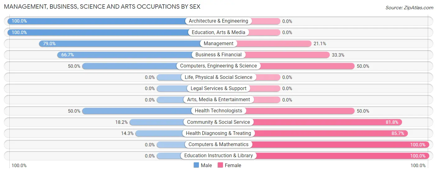 Management, Business, Science and Arts Occupations by Sex in Zip Code 56173