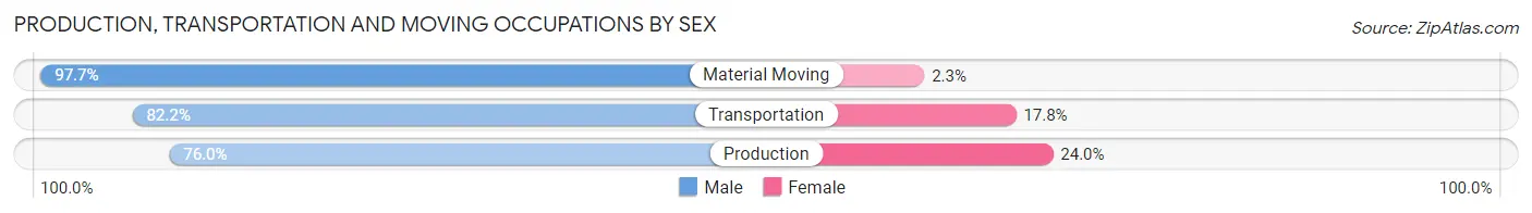 Production, Transportation and Moving Occupations by Sex in Zip Code 56183