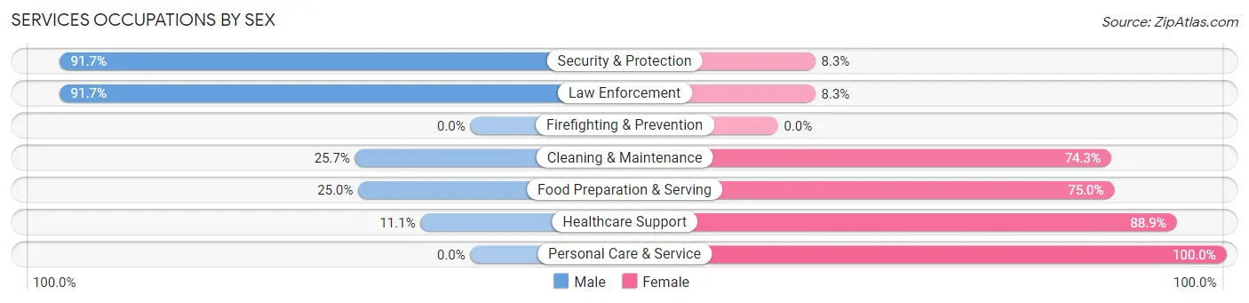 Services Occupations by Sex in Zip Code 56208