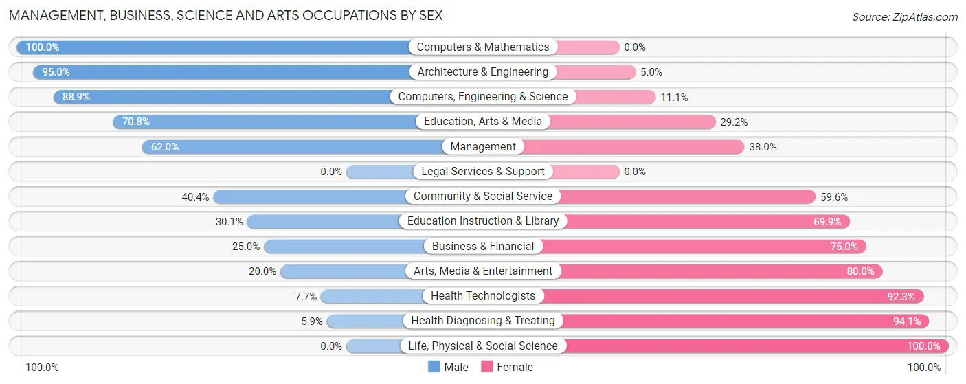Management, Business, Science and Arts Occupations by Sex in Zip Code 56209
