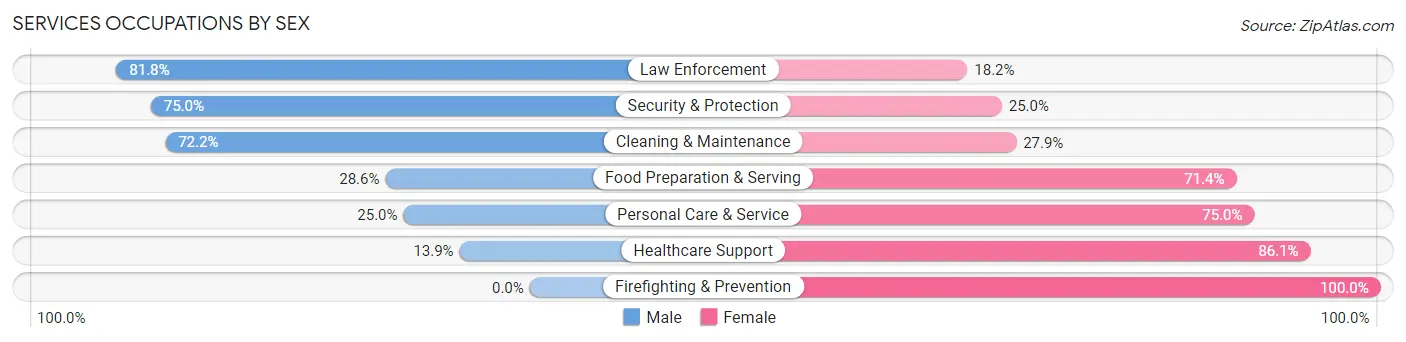 Services Occupations by Sex in Zip Code 56209