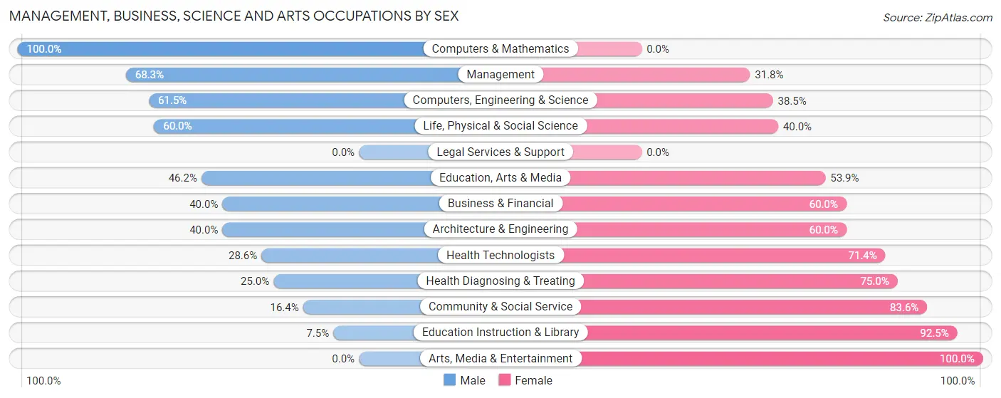 Management, Business, Science and Arts Occupations by Sex in Zip Code 56221