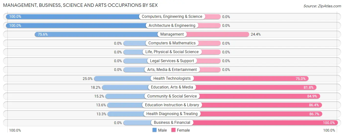 Management, Business, Science and Arts Occupations by Sex in Zip Code 56228