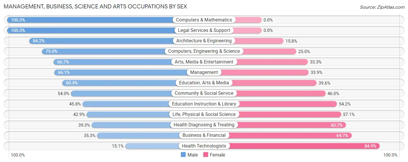 Management, Business, Science and Arts Occupations by Sex in Zip Code 56241