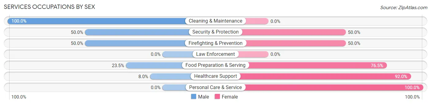 Services Occupations by Sex in Zip Code 56245