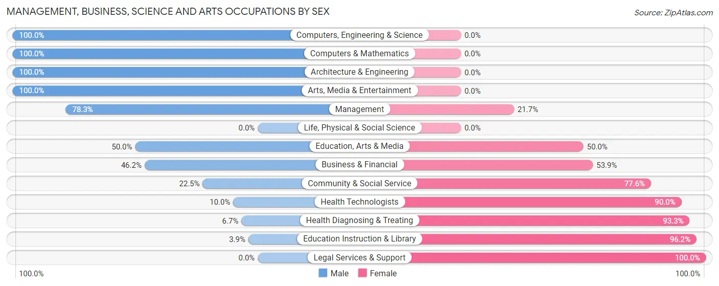 Management, Business, Science and Arts Occupations by Sex in Zip Code 56253