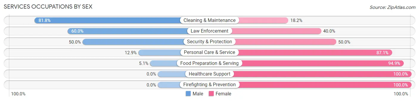 Services Occupations by Sex in Zip Code 56256