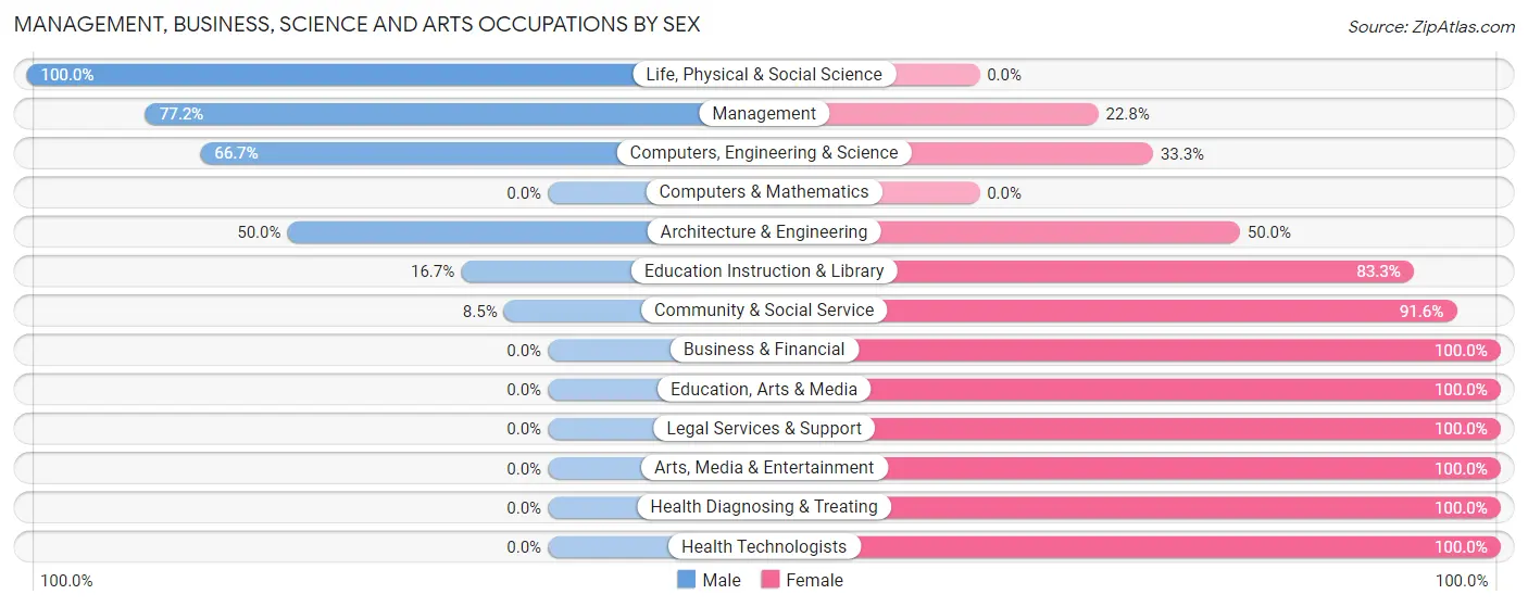 Management, Business, Science and Arts Occupations by Sex in Zip Code 56260