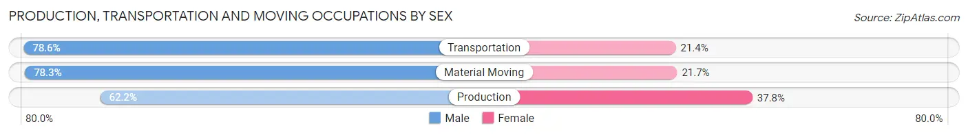 Production, Transportation and Moving Occupations by Sex in Zip Code 56267