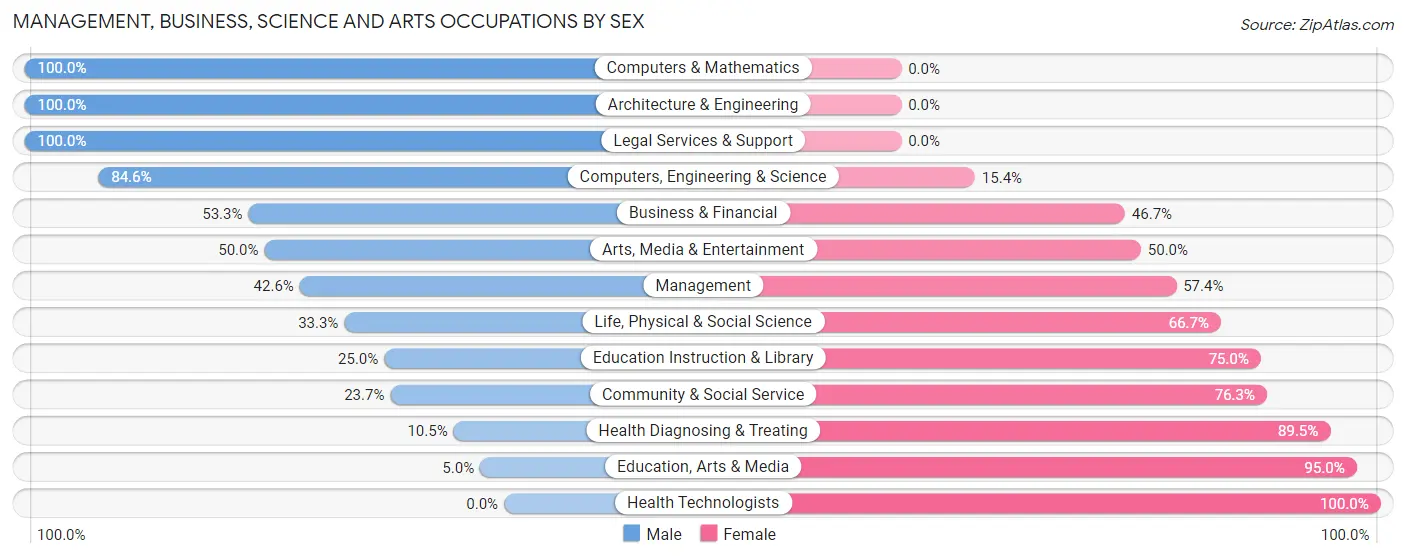 Management, Business, Science and Arts Occupations by Sex in Zip Code 56270