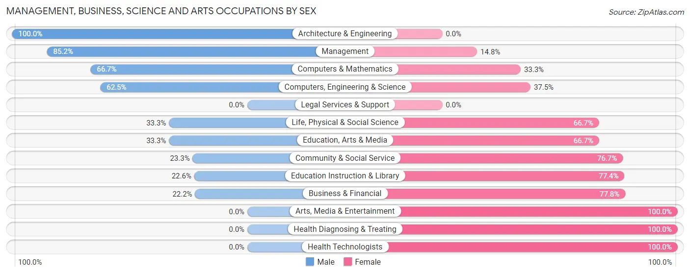 Management, Business, Science and Arts Occupations by Sex in Zip Code 56271
