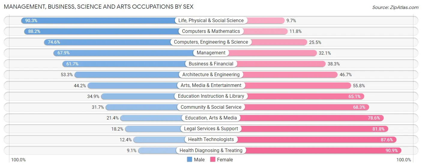Management, Business, Science and Arts Occupations by Sex in Zip Code 56273