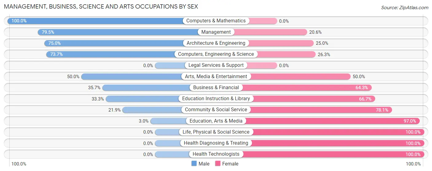Management, Business, Science and Arts Occupations by Sex in Zip Code 56282