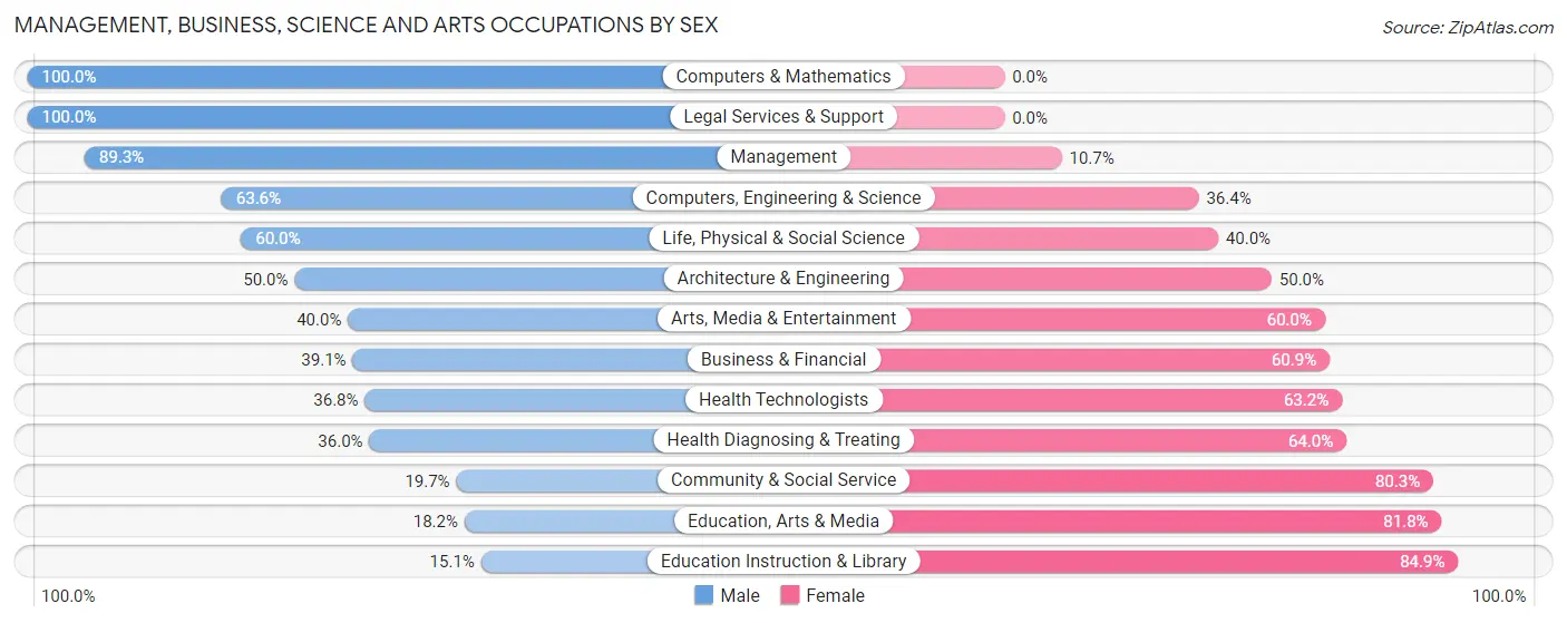 Management, Business, Science and Arts Occupations by Sex in Zip Code 56293