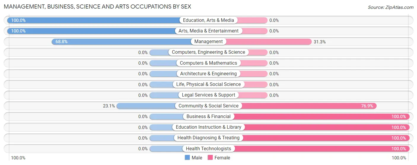 Management, Business, Science and Arts Occupations by Sex in Zip Code 56295