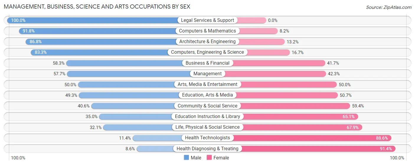 Management, Business, Science and Arts Occupations by Sex in Zip Code 56304