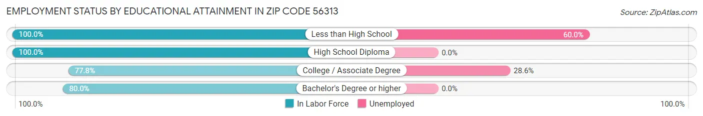 Employment Status by Educational Attainment in Zip Code 56313
