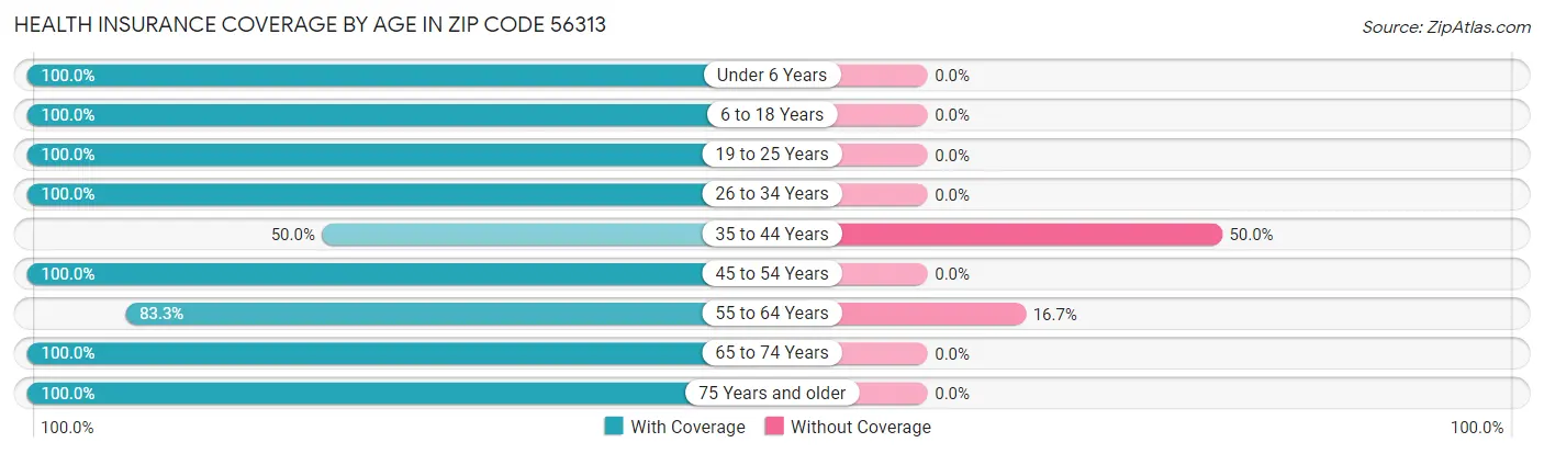 Health Insurance Coverage by Age in Zip Code 56313