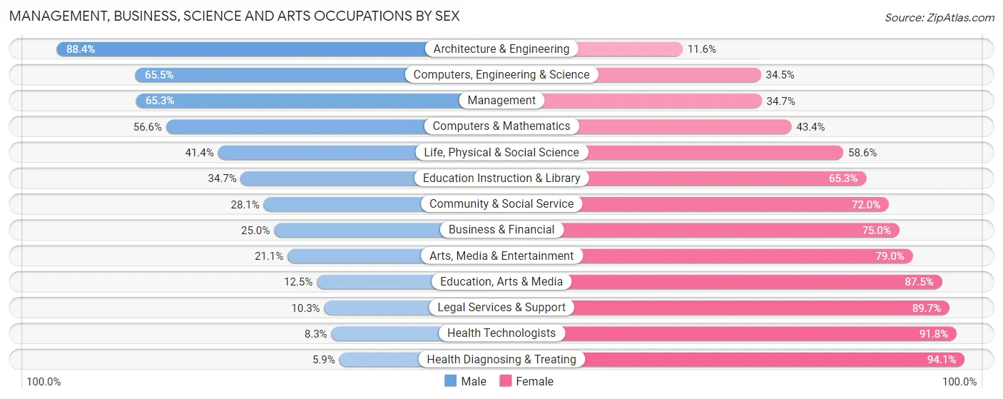 Management, Business, Science and Arts Occupations by Sex in Zip Code 56320