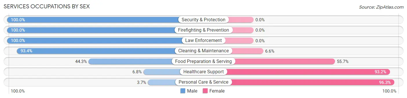 Services Occupations by Sex in Zip Code 56320