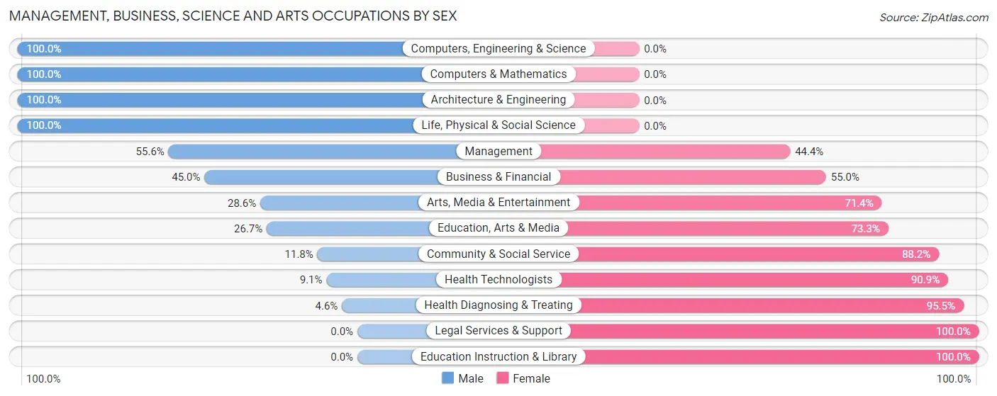Management, Business, Science and Arts Occupations by Sex in Zip Code 56324