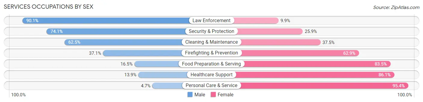 Services Occupations by Sex in Zip Code 56329