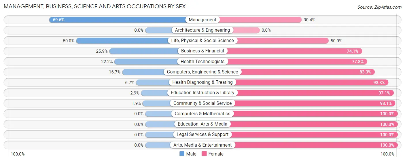 Management, Business, Science and Arts Occupations by Sex in Zip Code 56338