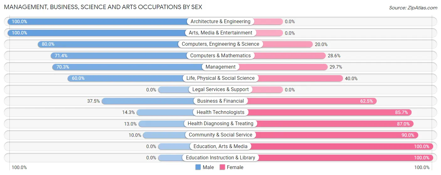 Management, Business, Science and Arts Occupations by Sex in Zip Code 56339