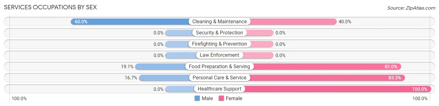 Services Occupations by Sex in Zip Code 56343