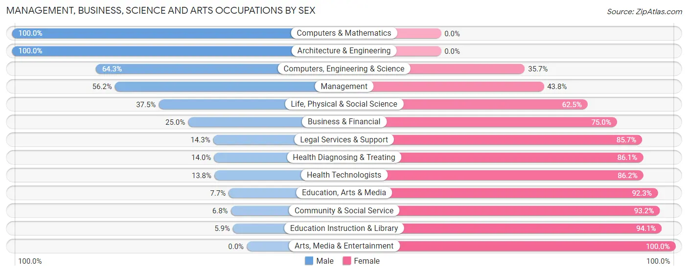 Management, Business, Science and Arts Occupations by Sex in Zip Code 56354