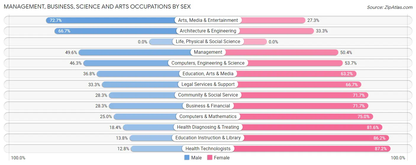 Management, Business, Science and Arts Occupations by Sex in Zip Code 56358