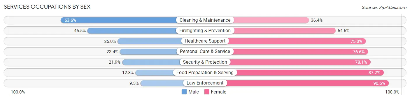 Services Occupations by Sex in Zip Code 56358