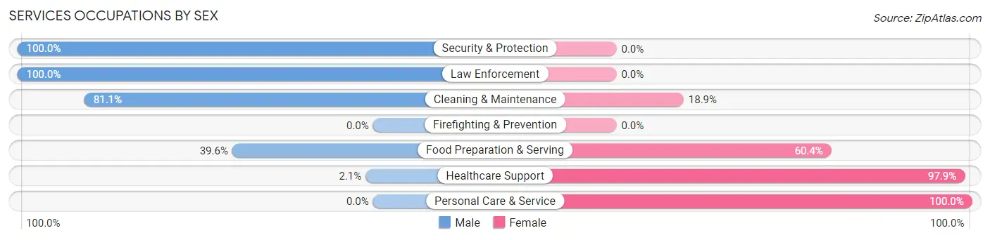 Services Occupations by Sex in Zip Code 56361